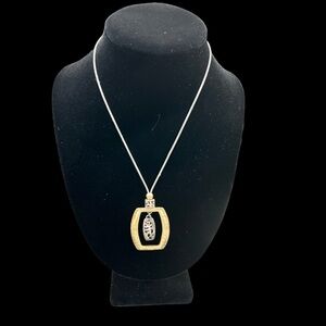 Brighton Sensation Gold Hammered Link Silver Floral Filagree Necklace Retired